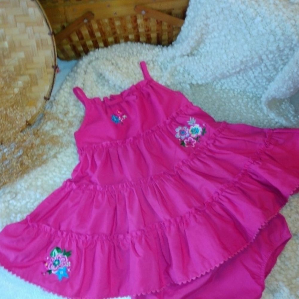 Vibrant Pink Floral Kids Dress
